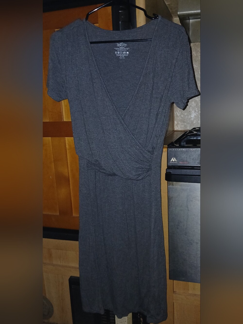 Women's Baby Be Mine Heather Gray Maternity Nursing Nightgown Comfy Dress Size M